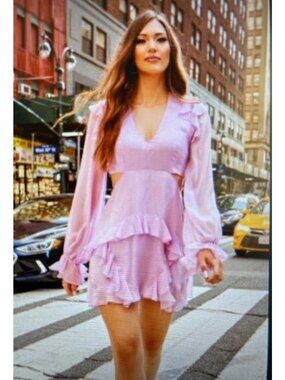 Angelance New York Silk Chiffon Dress Purple Small NWT